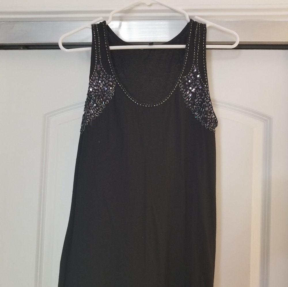 EXPRESS Black Tank with Sequin Detailing